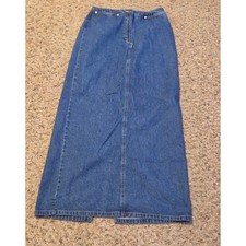 Eddie Bauer Denim Maxi Skirt Women's Size 4 Blue Back Split