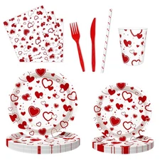 112 Pcs Heart Plates And Napkins Sets Party Supplies Include Plates Cups Napkin