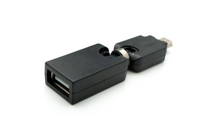 USB 2.0 Adapter Mini B Stecker zu Typ A Buchse 360° Winkel Kabel in Schwarz