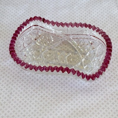 Vintage McKee Glass relish tray in the Fentec pattern