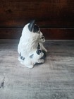 Vtg HOMCO Mother Cat & Kittens Figurine #1412 Ceramic Black White Gold Sticker — photo 2