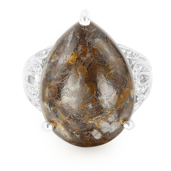 Cavill Ring Damen 14,0Ct Quarz Tropfen 925 Silber Weiss Topas Schmuck--image