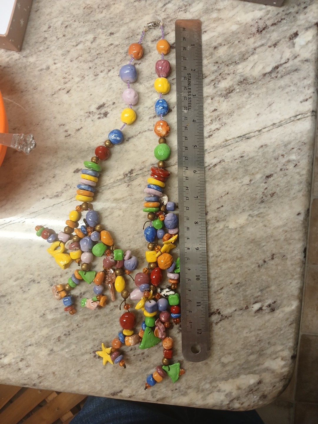 Handmade Ceramic Pottery Bead Statement Necklace … - image 1