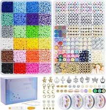 Friendship Bracelet Kit with 7300 Clay Beads and Letter Charms for Ages 6-12