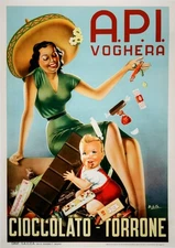 Affiche En Chocolat Vintage Originale Par Di Lullo 1950 Italienne