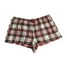 Old Navy Womens Plus Size 3X Cotton Pajama Sleep Lounge Shorts White Tartan