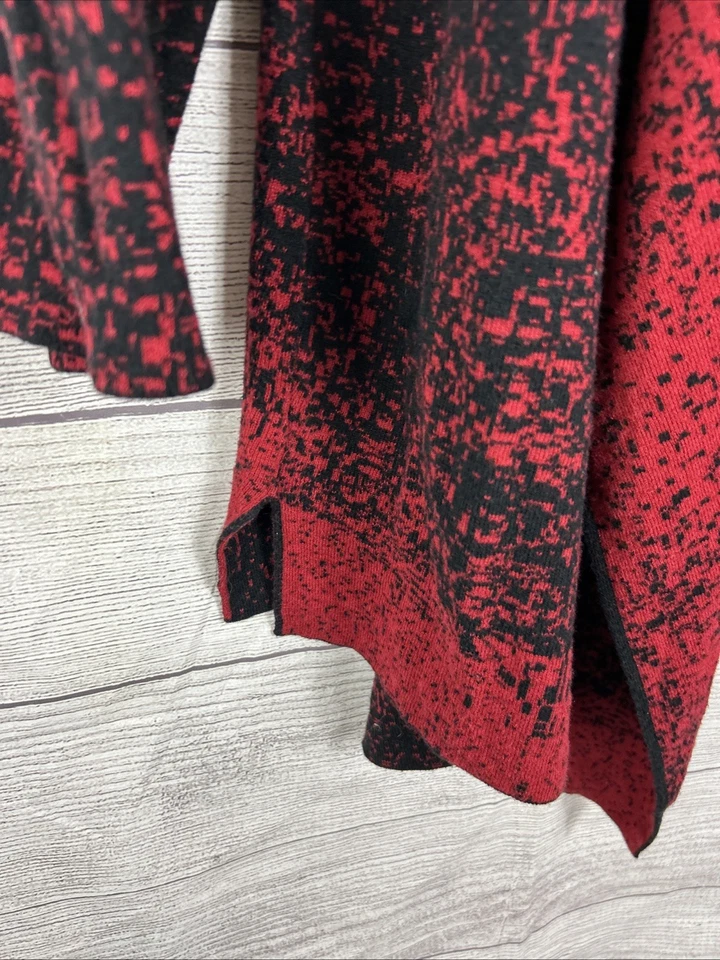 Cárdigan suéter Kasper túnica negro rojo frente abierto hasta la carrera para mujer talla XL Foto 3 de 4