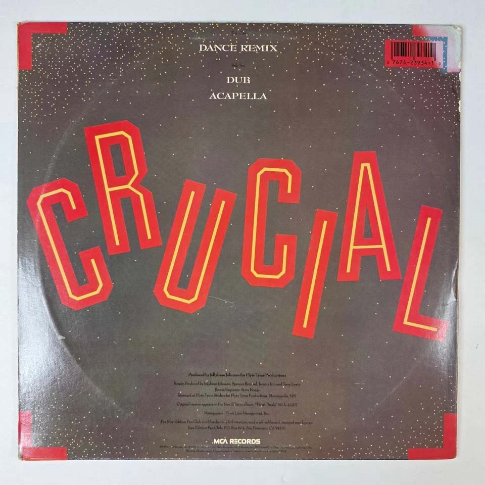 New Edition Crucial 12" Vinyl Record MCA Records Dance Remix - Image 2 of 2