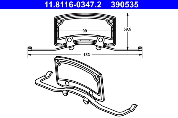 Front ATE 11.8116-0347.2 Spring, brake caliper for AUDI,VW