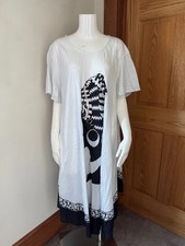 Jaqueline Black White Kaftan Muumuu Women Graphic OS Plus SIZE NWT