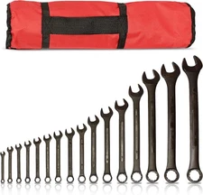 ABN Combination Wrench Set – 16 Pc Raised Panel Metric Wrench Set with Wrench Ro