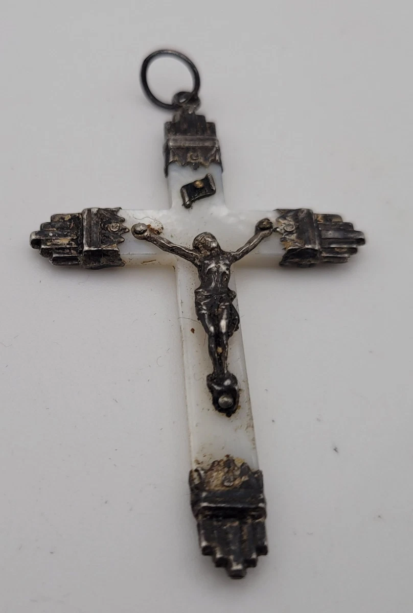 CRUCIFIX CROIX PENDENTIF En Nacre Et Argent EUR 20,00 - PicClick FR