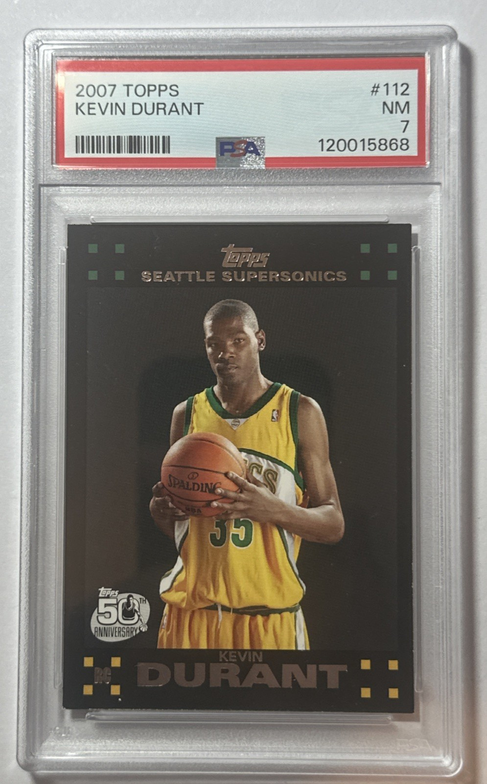 2007-08 Topps Kevin Durant Rookie RC #112 SuperSonics PSA 7