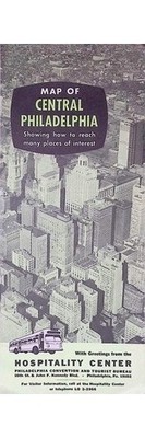 Philadelphia 1965 Tourist Map & Guide PSFS Building Center City Transit Routes