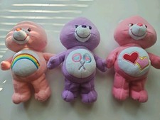 Care Bears 2002 Great Shape Lot Of 3 Pink /light Pink /Purple