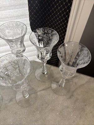 Vintage Fostoria Navarre Etched Stemware Set-6 Elegant Wedding Tableware