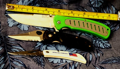 3 Pocket knives from Frost Cutlery: fishing, camping, truck, or your tackle box