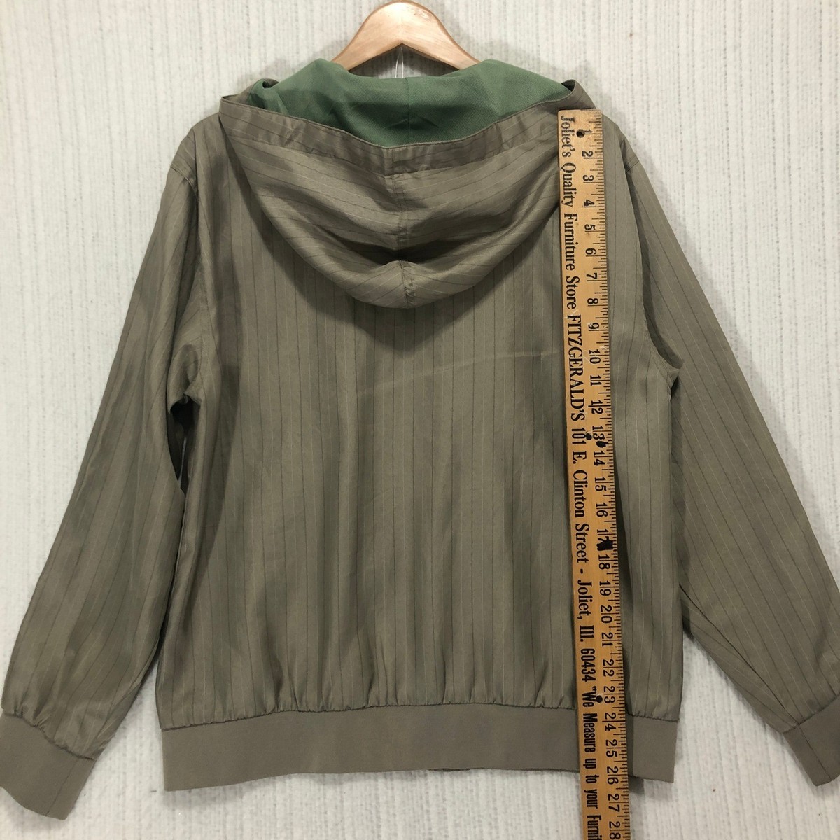 Surplus Hooded Jacket Striped Full Zip Lightweight Olive Green