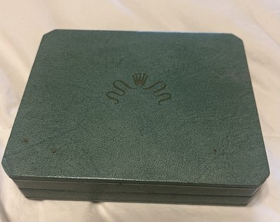 Vintage Rolex Watch Presentation Box   Green, Wave Crown Logo, 1960s 1970s