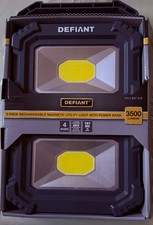 Defiant 2-Pack 3500 Lumens Rechargeable Magnetic Utility Light w/ Power Bank