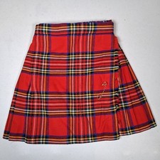 Smiths Bermuda Kilt Youth Size 4 Red Stewart Tartan Traditional England Pleated