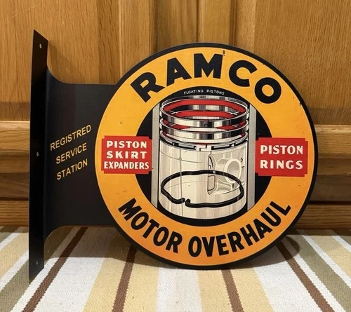 Ramco Motor Overhaul Flange Sign Double Sided Piston Vintage Style Wall Decor