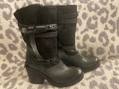 NEW AS98 37 (FITS 36 BEST) BALSAMIC GREEN SHEEPSKIN LINED BOOTS A.S.98 US 6