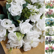 4 Bouquets 12 in Artificial FLOWERS Silk Mini Ranunculus Party Events Supplies