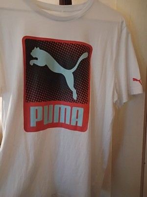 PUMA Men's Short Sleeve T-Shirt Crew Neck Size Large White