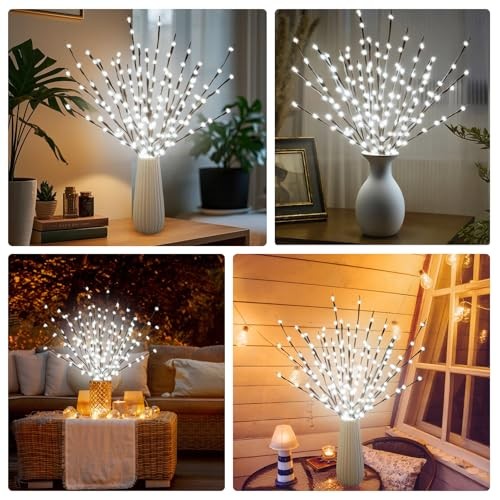 2 Pack Led Branch Light Battery Operated Lighted Branch Vase 2pcs White Light - Afbeelding 7 van 7