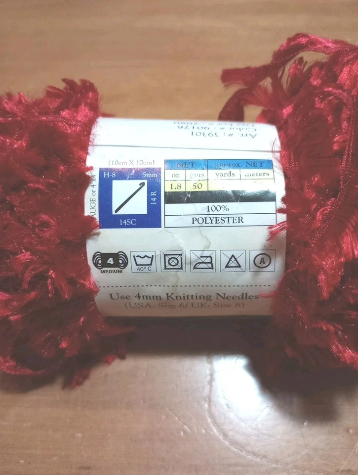 Yarn Bee Elf Polyester Eyelash Yarn - 1 Skein Color Cherry Red #90176 - Image 4 of 4