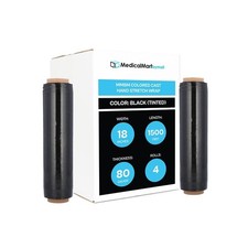 Black Tint Hand Stretch Wrap Cast Narrow Banding 18"x1500' 80 Ga 4 Rolls
