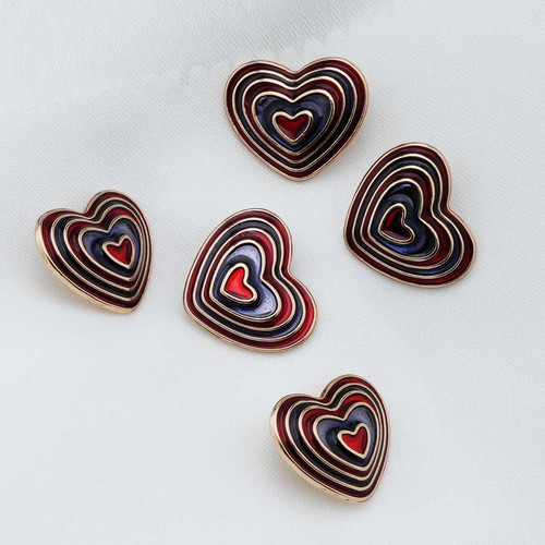 5pcs Layered Heart Buttons Enamel for Clothing DIY Sewing Scrapbooking 18/23mm - Picture 5 of 10