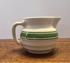 Hull Beehive Yellowware Green Stripe Large Ball Pitcher. Excellent Condition
