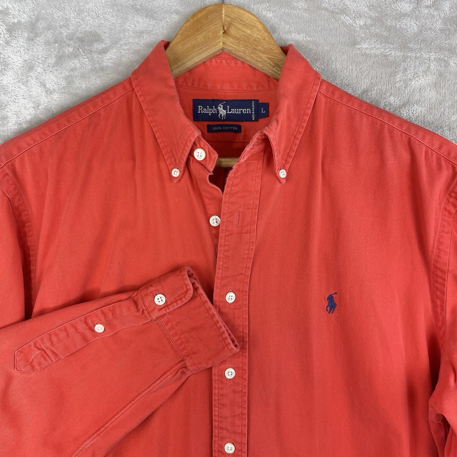 Vintage Polo Ralph Laruen Coral Oxford Button Down Shirt Men