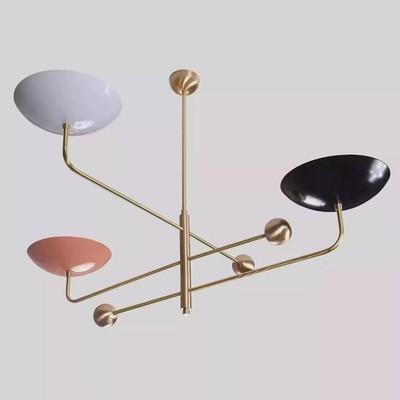 3 Light Pendant Mid Century Modern Raw Brass Sputnik Chandelier Light Fixture
