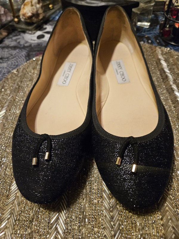 Jimmy Choo sz 10 , London Flats Black Size 40 Sparkle Shoes 