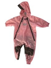 Tuffo Kids Pink  Gray Packable Rain suit, Hooded, Full Zip Closure, Size 2T