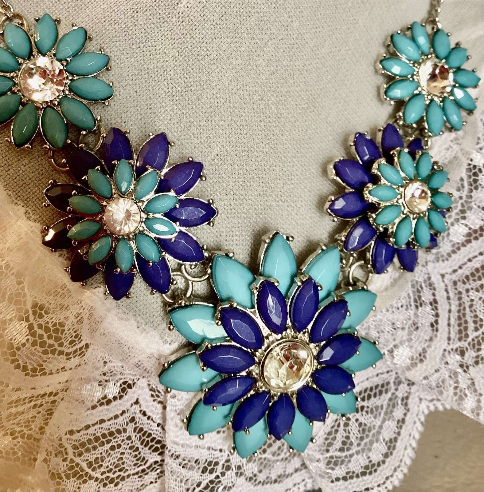 Blue Squash Blossom Spring Statement Necklace - image 1