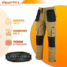 WrightFits Mens Work Cargo Trousers Heavy Duty Knee Pad Pocket Pants Black 30-42