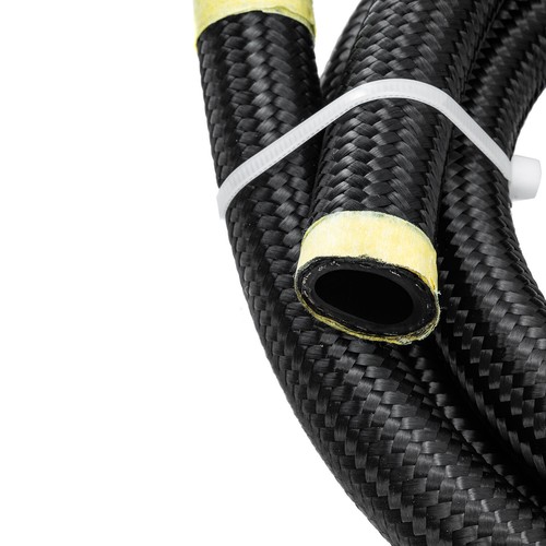 EMUSA 10AN Black Nylon Braided Hose End Clamp Fittings – 2x Pack, Aluminum Black