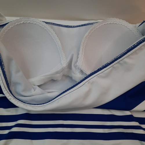 Lauren Ralph Lauren Mujer Una Pieza Traje De Baño Halter Azul Blanco Rayas Nuevo Con Etiquetas Sum - Imagen 2 de 8