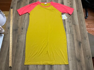 LuLaRoe Dress, Women's Size 3XL, Yellow Pink, Shirt Dress, Short Sleeve, NWT