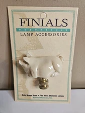 NOS Finial Showcase Lamp Finials Pig with solid brass base