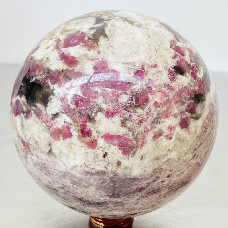 Natural Red Tourmaline Quartz Crystal Stone Sphere Ball Healing 4400G