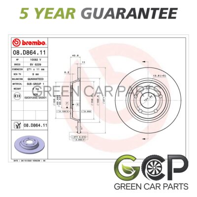 Brake Discs Rear GCP Fits Ford Focus 2018- 1.0 1.5 D 2.0 + Other Models