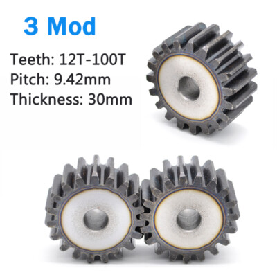 3 Mod Spur Gears Pinion Gear 12-100 Teeth Transmission Gear Motor Gear 45# Steel