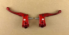 1 PAIR MX BRANDED ALLOY BICYCLE BRAKE LEVER SET RED.