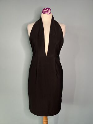 Solace London Elora mini dress black halter neck plunge size 10 | eBay UK