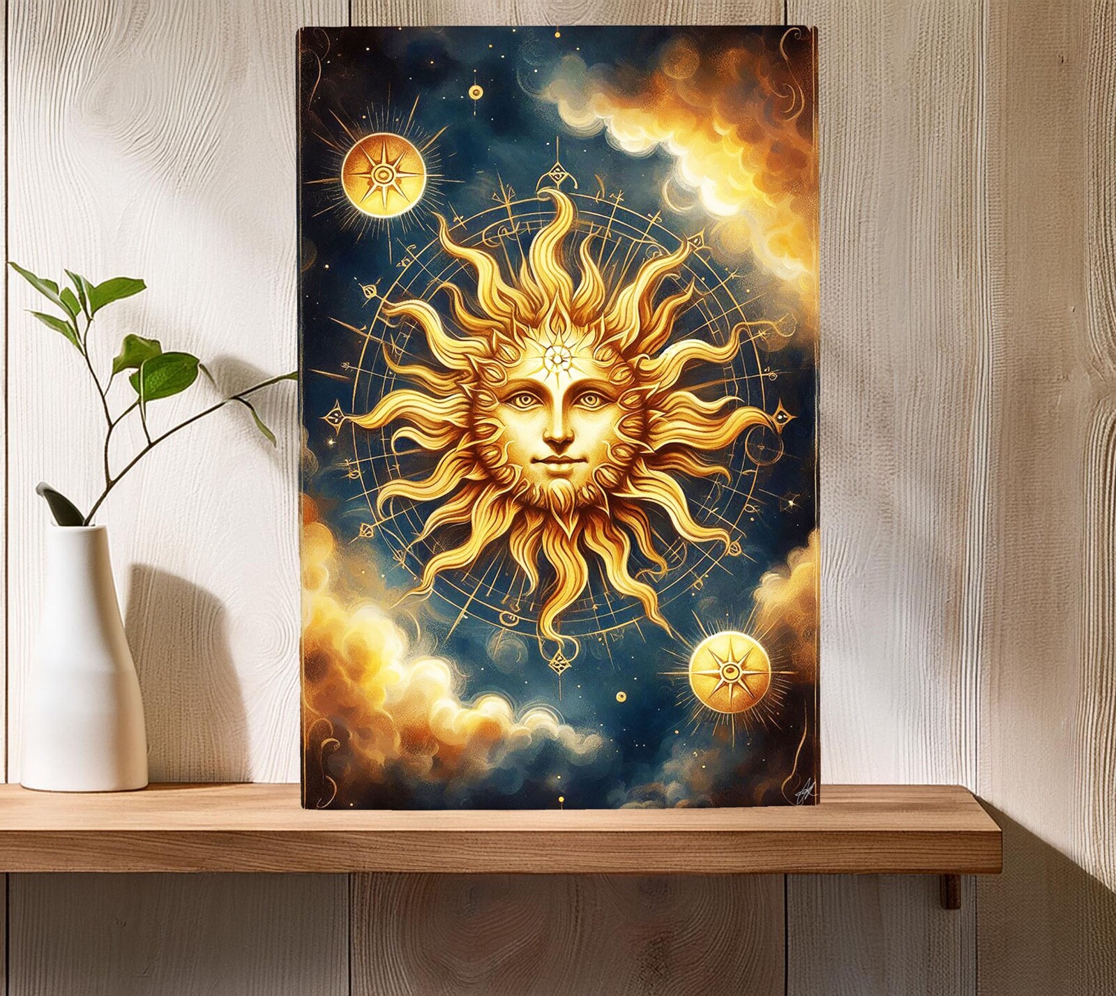 Ceramic UV Printed Picture Tile Plaque ""Tarot the Sun"" Mystical 30cm x 20cm